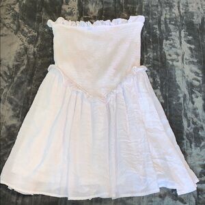 NWT Strapless White Ruffle  Y2K tube top Mini Dress